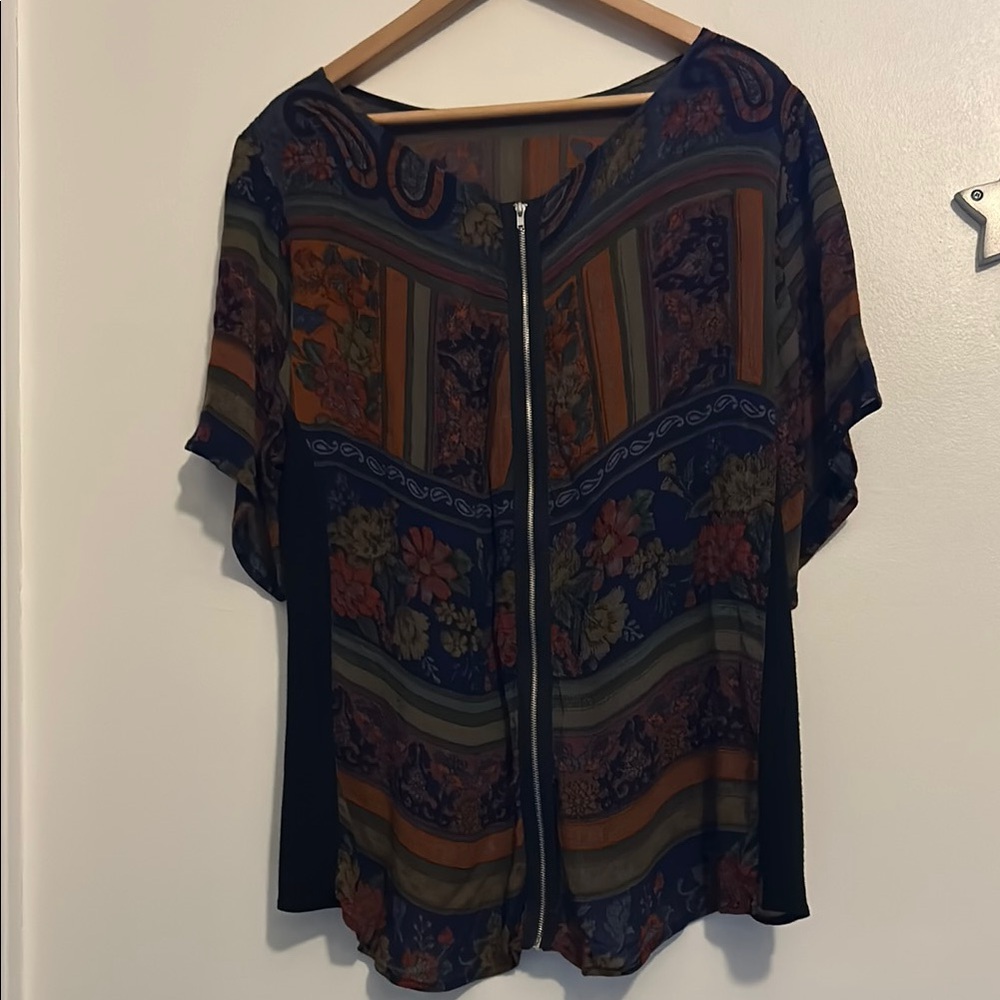 UO Reworked Multicolour Floral Stripe Top - Picture 3 of 8
